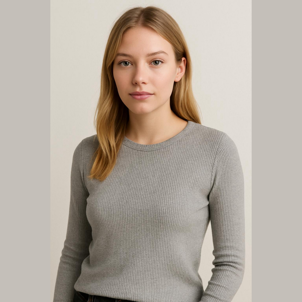 PrettyLittleThing Gray Ribbed Long Sleeve Sweater — Girls Size 14 / Teen